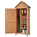 Armoire à outils d'extérieur étanche en bois avec portes verrouillables et étagères réglables