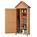 Armoire à outils d'extérieur étanche en bois avec portes verrouillables et étagères réglables