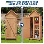 Armoire à outils d'extérieur étanche en bois avec portes verrouillables et étagères réglables