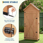 Armoire à outils d'extérieur étanche en bois avec portes verrouillables et étagères réglables