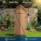 Armoire à outils d'extérieur étanche en bois avec portes verrouillables et étagères réglables