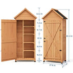 Armoire à outils d'extérieur étanche en bois avec portes verrouillables et étagères réglables