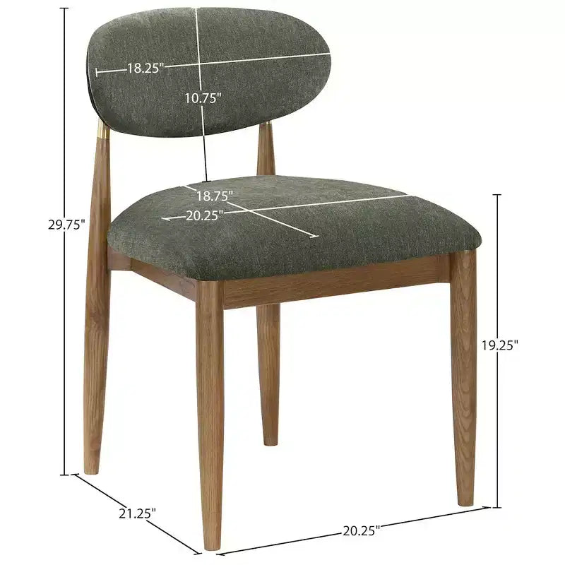 Lot de 2 chaises de salle à manger en tissu de performance couleur olive
