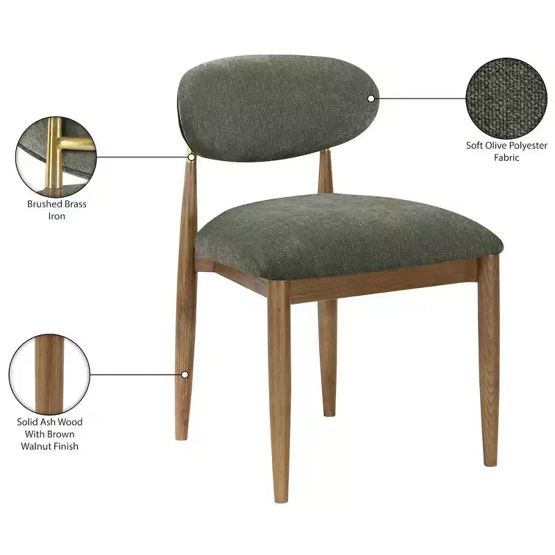 Lot de 2 chaises de salle à manger en tissu de performance couleur olive