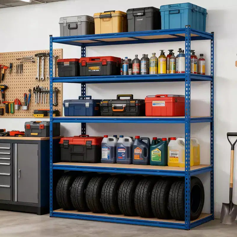 Étagère de Rangement de Garage Robuste Unité de Stockage à 5 Niveaux Réglable en Métal Capacité de 900 à 1130 kg Organisateur Autoportant pour Sous-sol