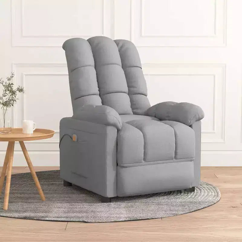 Fauteuil de massage en tissu gris clair avec dossier réglable