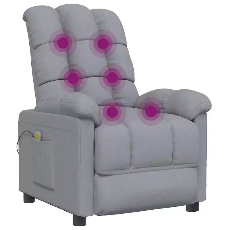 Fauteuil de massage en tissu gris clair avec dossier réglable