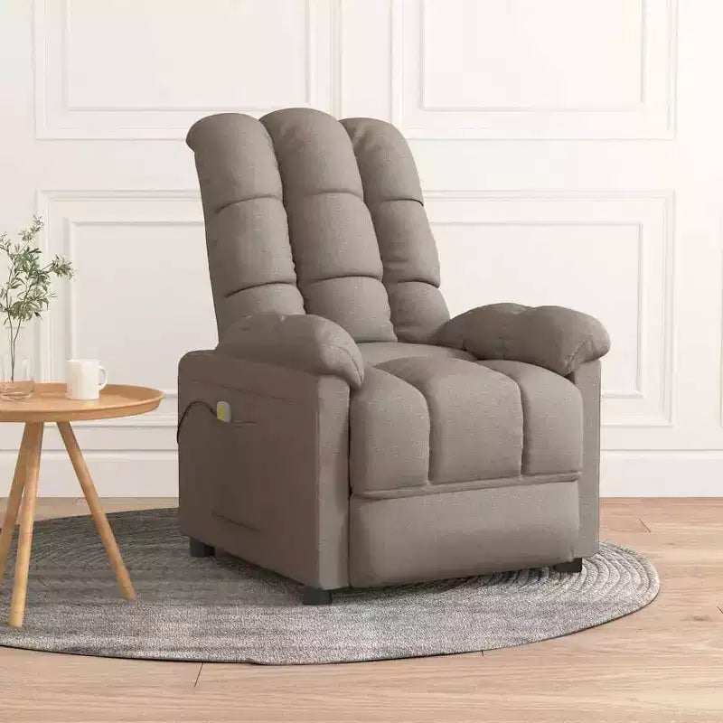 Fauteuil de massage en tissu gris clair avec dossier réglable