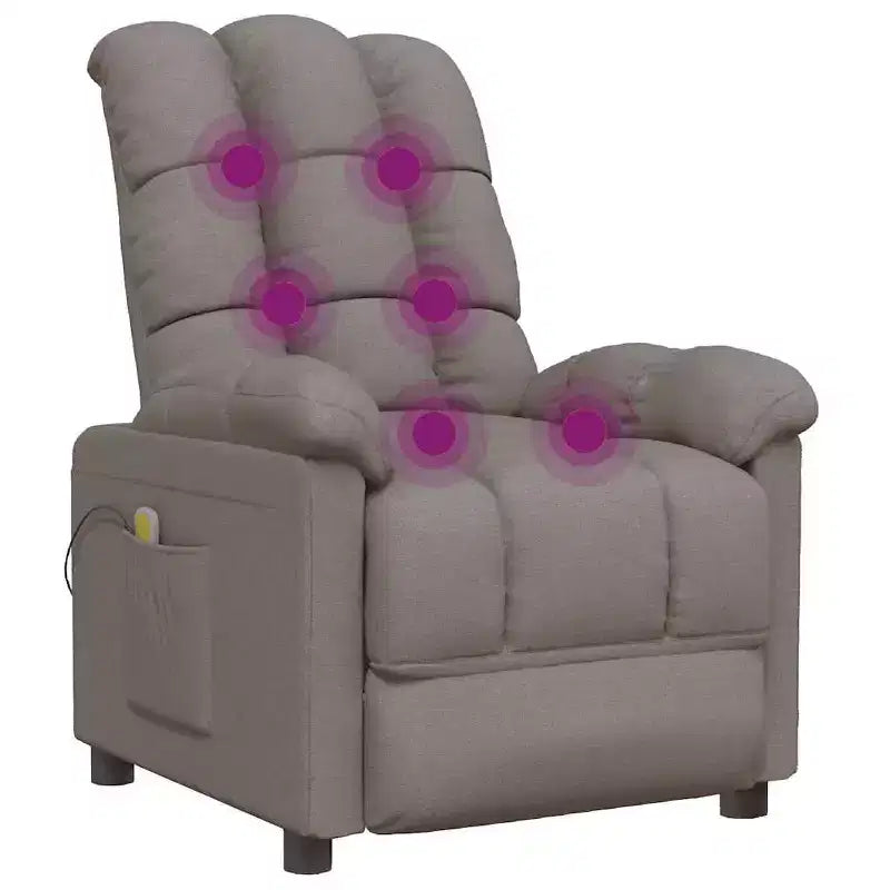 Fauteuil de massage en tissu gris clair avec dossier réglable