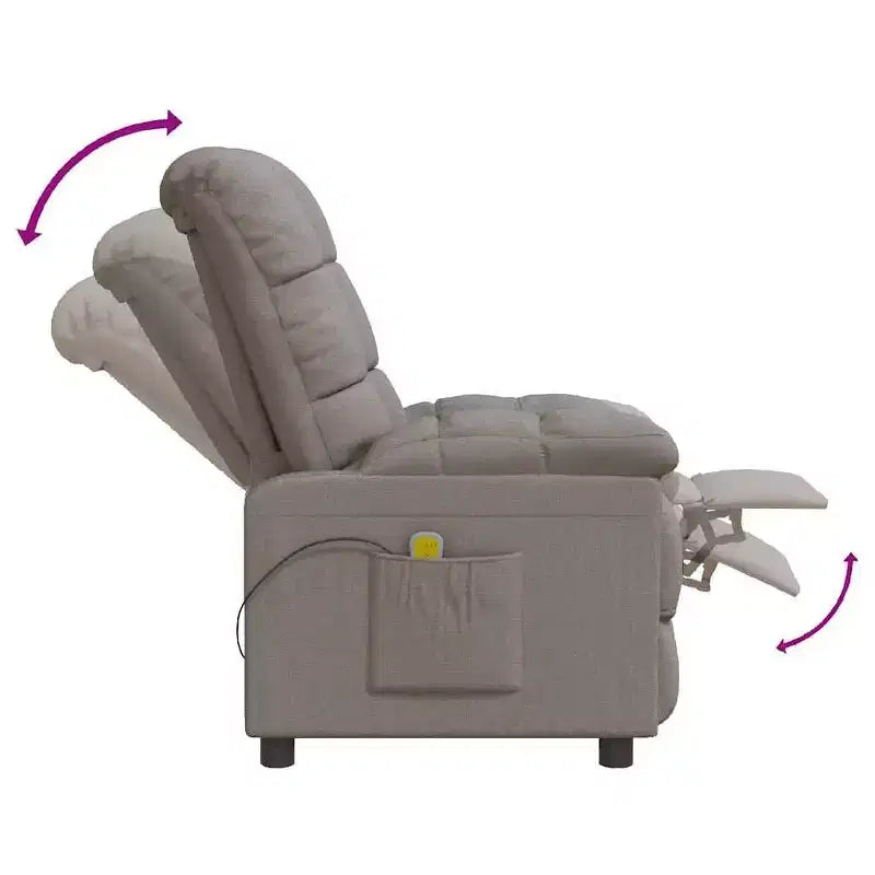 Fauteuil de massage en tissu gris clair avec dossier réglable
