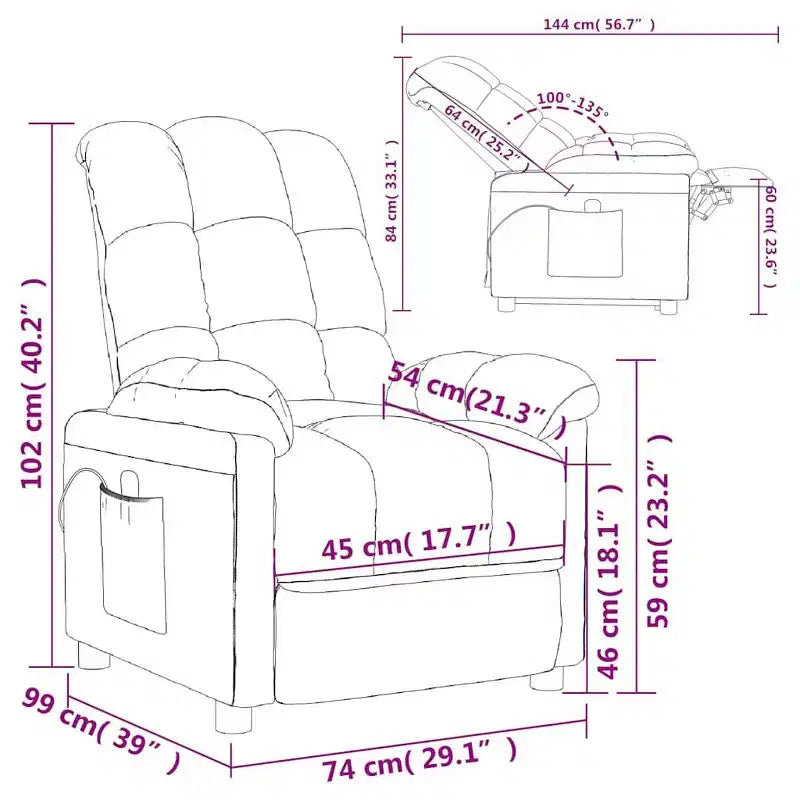 Fauteuil de massage en tissu gris clair avec dossier réglable