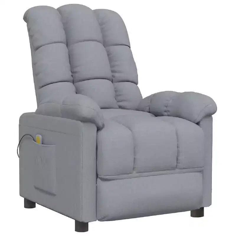 Fauteuil de massage en tissu gris clair avec dossier réglable