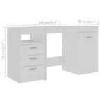Bureau en bois d'ingénierie blanc 140 x 50 x 76 cm avec rangement