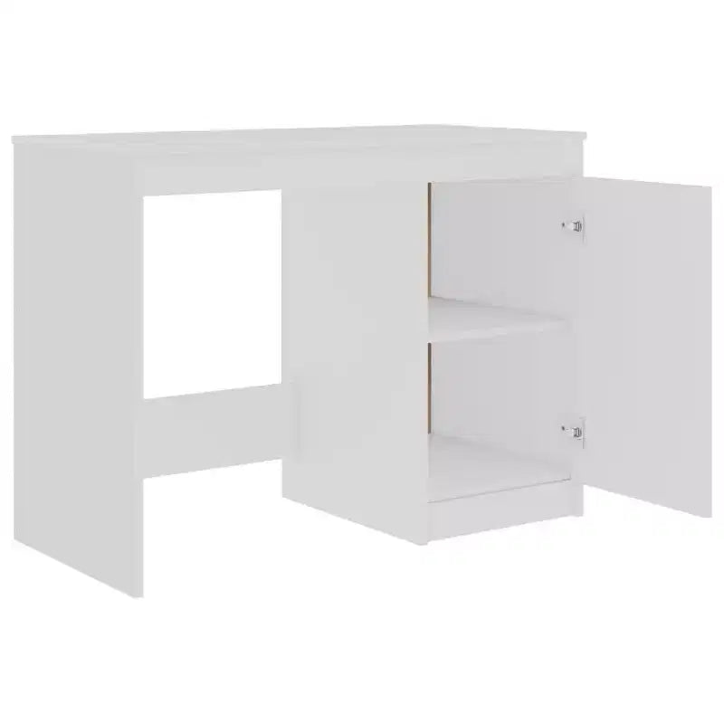 Bureau en bois d'ingénierie blanc 140 x 50 x 76 cm avec rangement