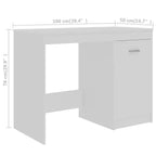 Bureau en bois d'ingénierie blanc 140 x 50 x 76 cm avec rangement