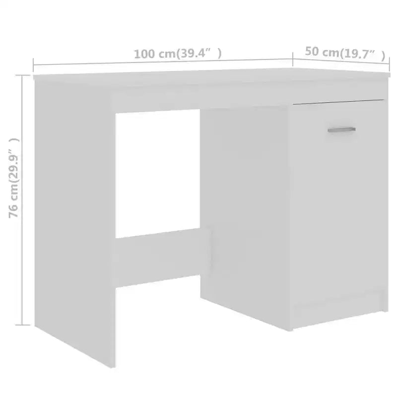 Bureau en bois d'ingénierie blanc 140 x 50 x 76 cm avec rangement