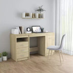 Bureau en bois d'ingénierie blanc 140 x 50 x 76 cm avec rangement