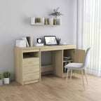 Bureau en bois d'ingénierie blanc 140 x 50 x 76 cm avec rangement