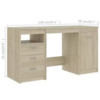 Bureau en bois d'ingénierie blanc 140 x 50 x 76 cm avec rangement