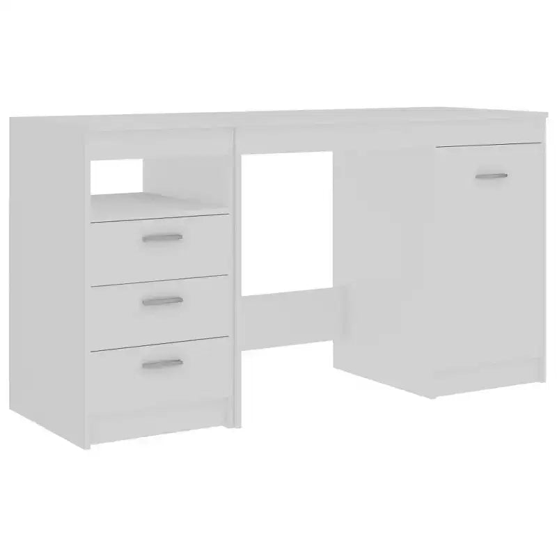 Bureau en bois d'ingénierie blanc 140 x 50 x 76 cm avec rangement