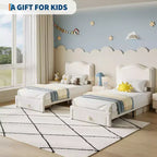 Lit Enfant Style Princesse - Cadre de Lit Simple capitonné avec tête de lit festonnée et tiroir de rangement - Lattes en bois robustes, sans bruit, assemblage facile