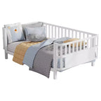 Cadre de lit plateforme enfant taille jumeau, lit pour tout-petits, lit de jour pour enfants, profil bas en métal avec barrières latérales amovibles