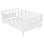 Cadre de lit plateforme enfant taille jumeau, lit pour tout-petits, lit de jour pour enfants, profil bas en métal avec barrières latérales amovibles