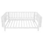 Cadre de lit plateforme enfant taille jumeau, lit pour tout-petits, lit de jour pour enfants, profil bas en métal avec barrières latérales amovibles