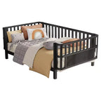 Cadre de lit plateforme enfant taille jumeau, lit pour tout-petits, lit de jour pour enfants, profil bas en métal avec barrières latérales amovibles