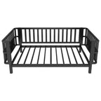 Cadre de lit plateforme enfant taille jumeau, lit pour tout-petits, lit de jour pour enfants, profil bas en métal avec barrières latérales amovibles