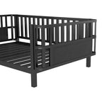 Cadre de lit plateforme enfant taille jumeau, lit pour tout-petits, lit de jour pour enfants, profil bas en métal avec barrières latérales amovibles