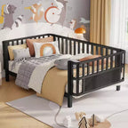 Twin Size Kid Platform Bed Frame Toddler Bed Children Daybed Metal Low Profil Bed with Removable Side Rails - ModernLuxe