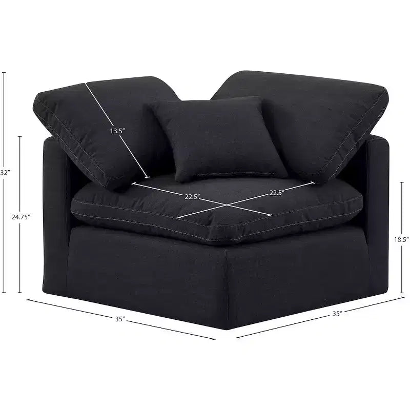 Chaise d'angle en tissu texturé lin