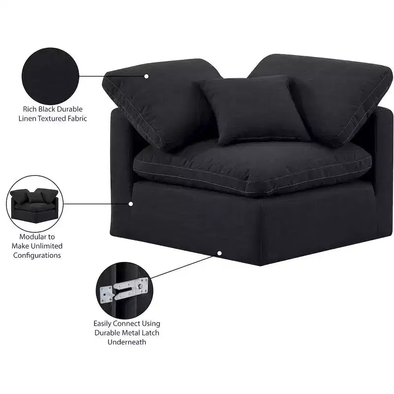 Chaise d'angle en tissu texturé lin