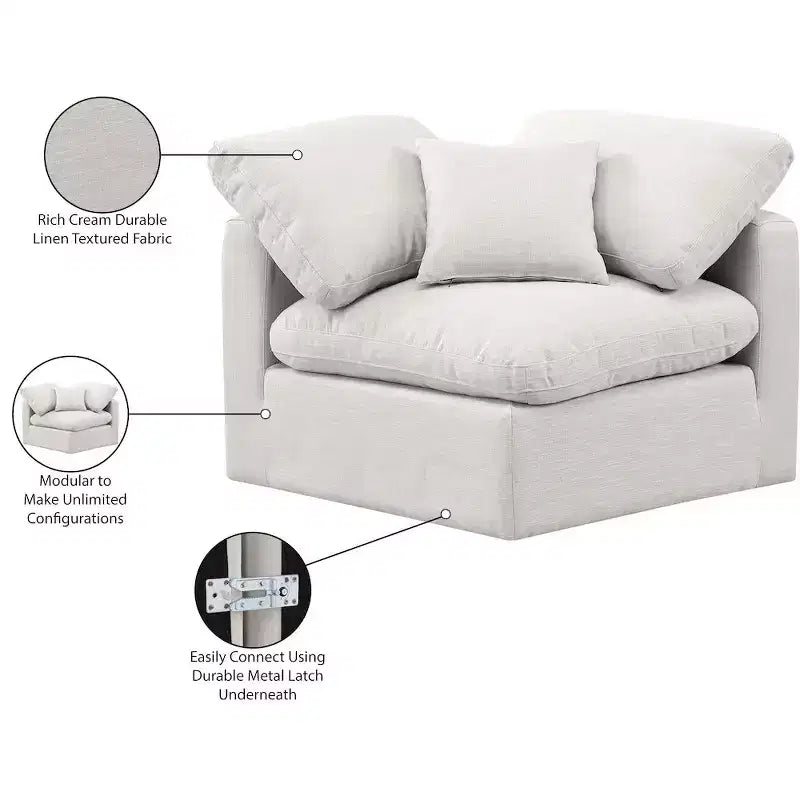 Chaise d'angle en tissu texturé lin