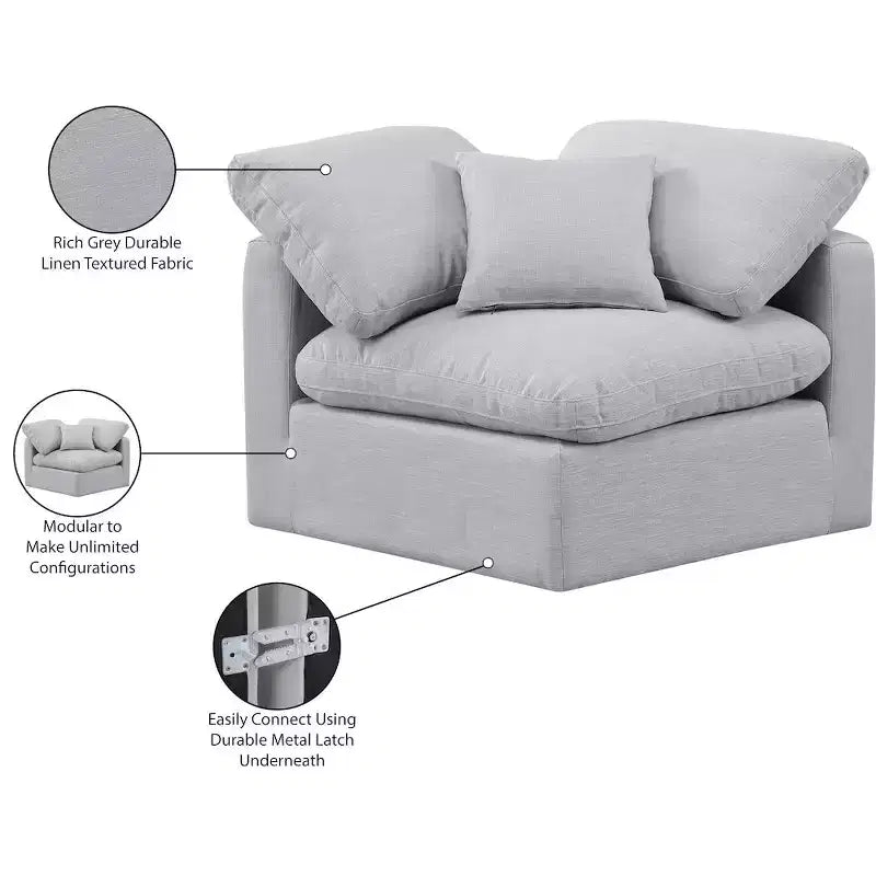 Chaise d'angle en tissu texturé lin