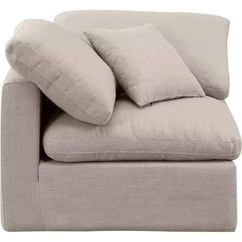 Chaise d'angle en tissu texturé lin