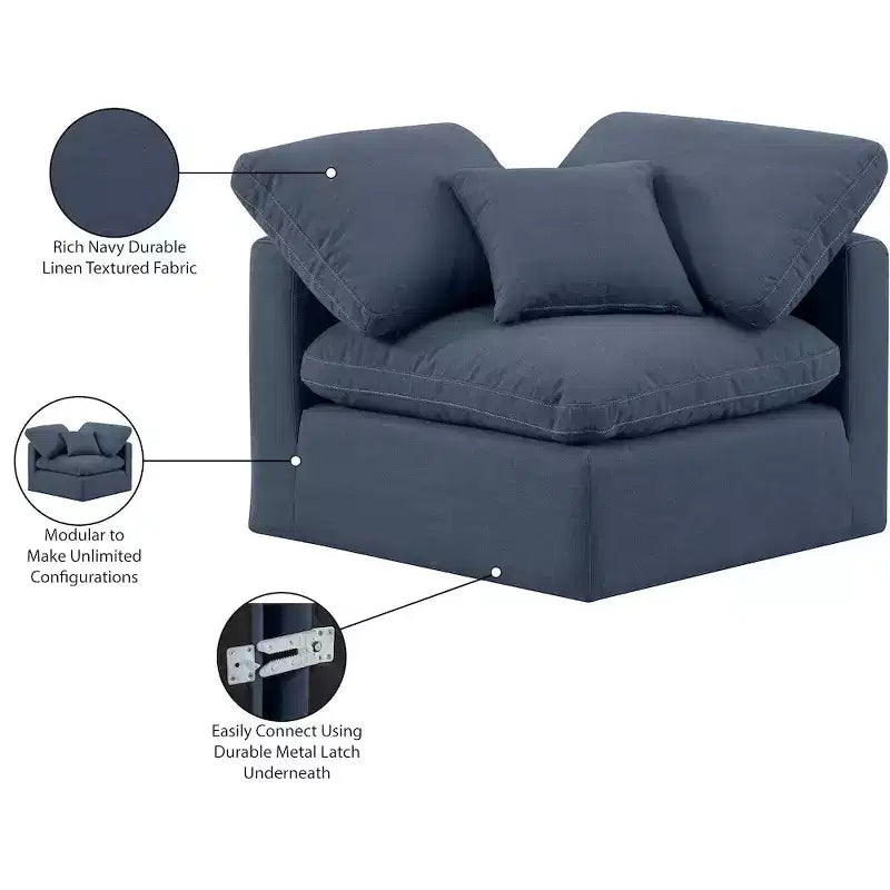 Chaise d'angle en tissu texturé lin