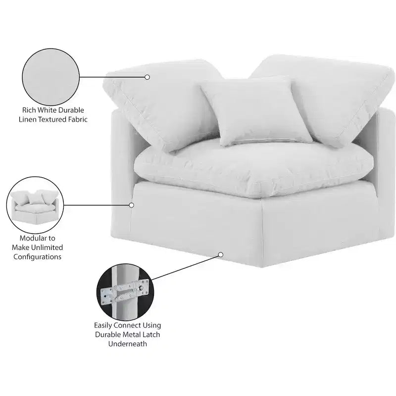 Chaise d'angle en tissu texturé lin