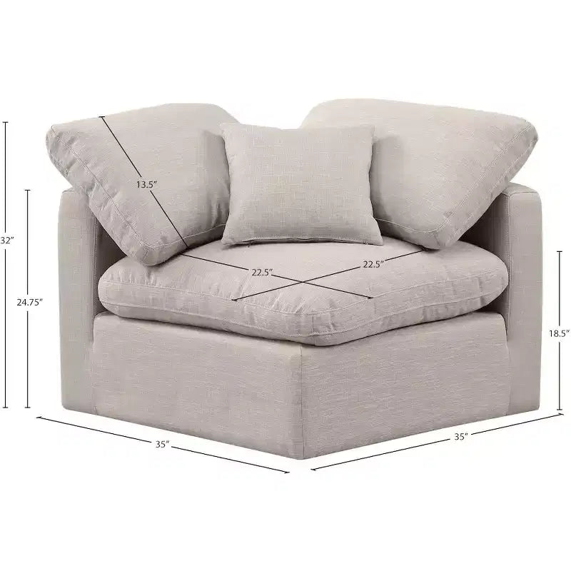 Chaise d'angle en tissu texturé lin
