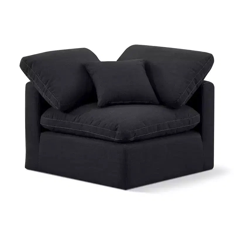 Chaise d'angle en tissu texturé lin