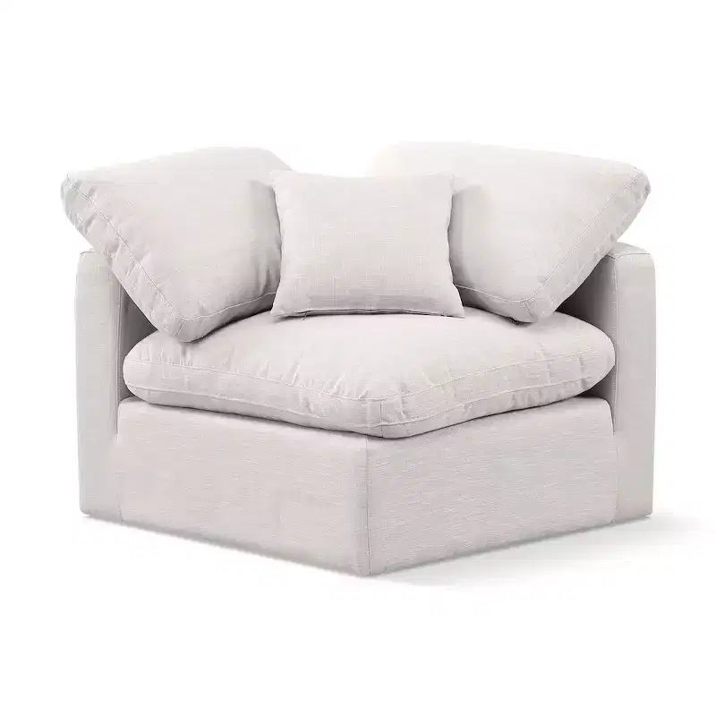 Chaise d'angle en tissu texturé lin