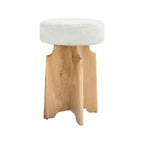 Tabouret de comptoir en tissu bouclé crème