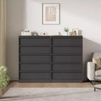 Commode à 7 tiroirs pour chambre à coucher, commode haute et moderne de 46 pouces avec rangement, organisateur de commode en bois pour entrée, salon, chambre à coucher
