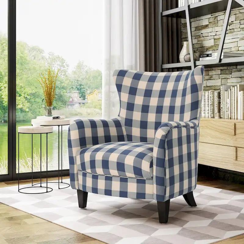 Fauteuil rembourré à dossier haut avec pieds en bois Modern Retro 30.25 pour le salon