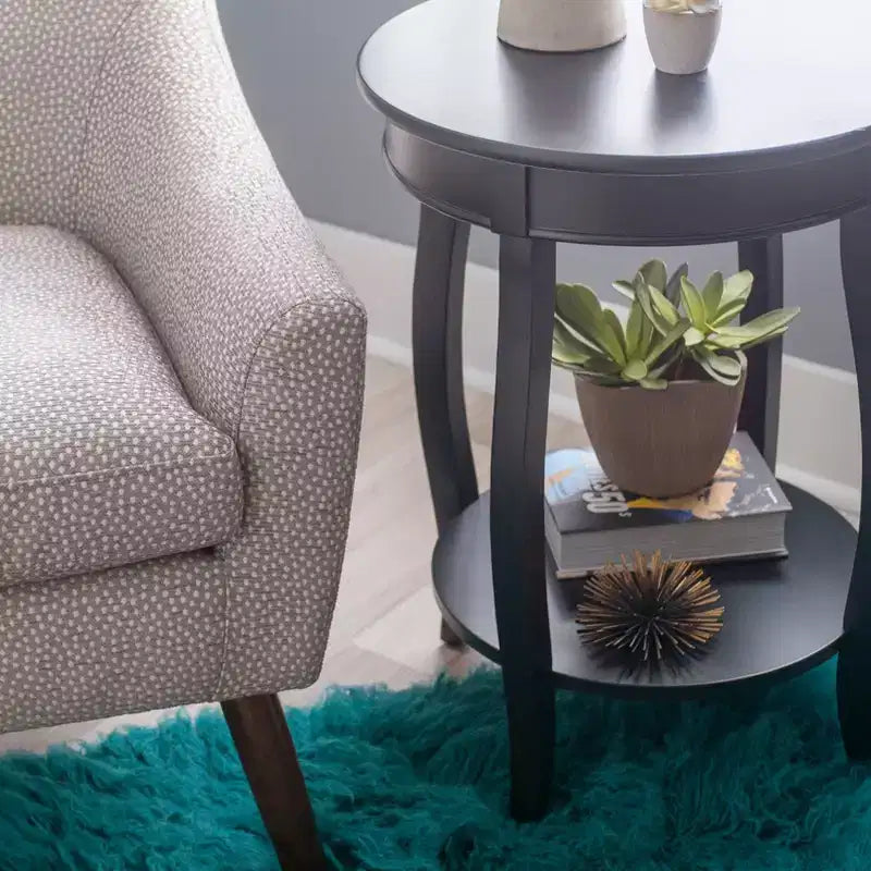 Table d'appoint ronde avec étagère