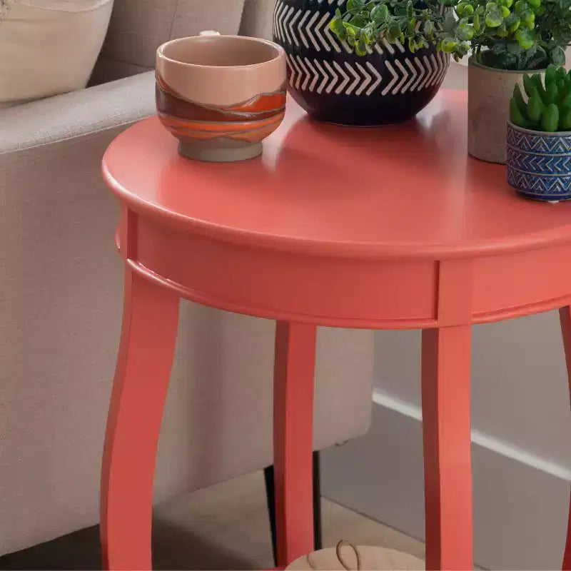 Table d'appoint ronde avec étagère