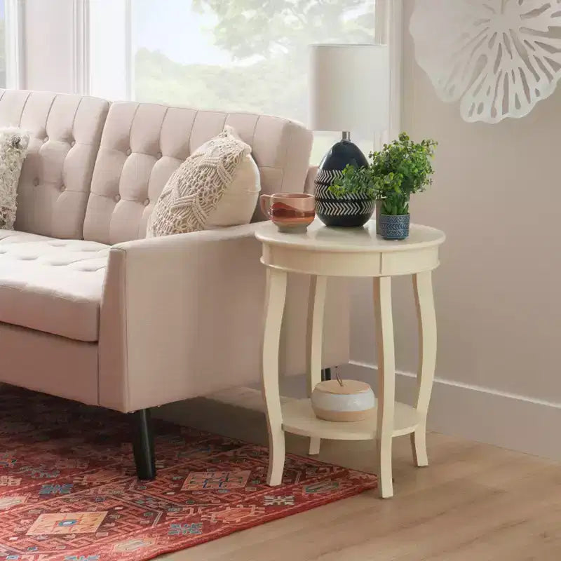 Table d'appoint ronde avec étagère