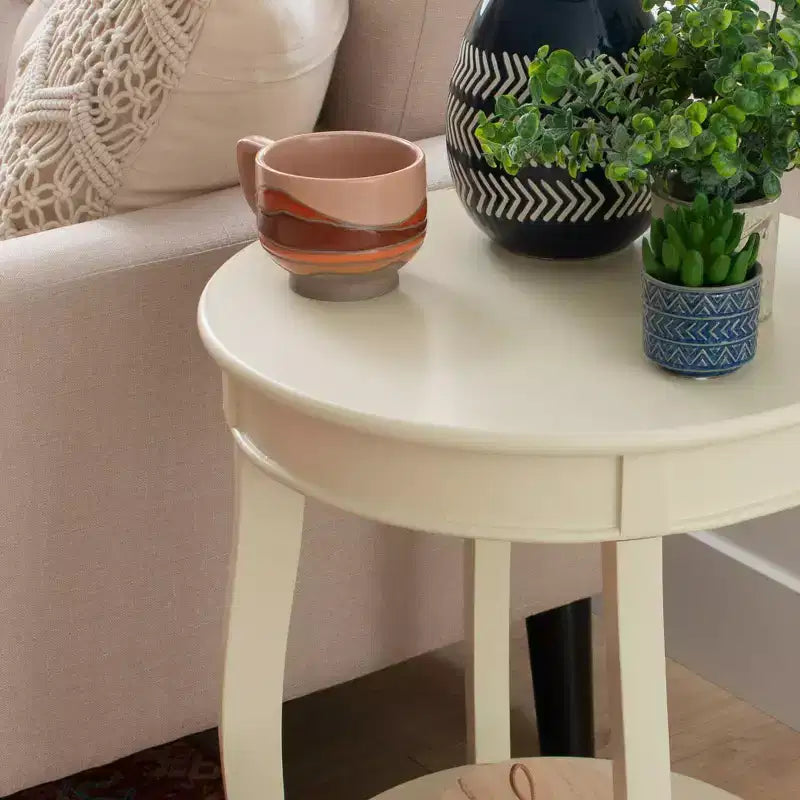 Table d'appoint ronde avec étagère