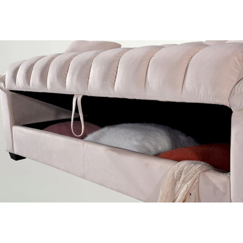 Canapé-lit convertible en velours de 82,7 po avec 2 oreillers